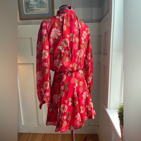 Zara Red Floral Dress Size Medium - Picture 4 of 10
